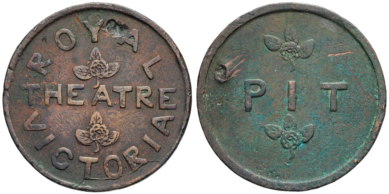 Theatre Pit Pass, Penny, 19th Century, VF
