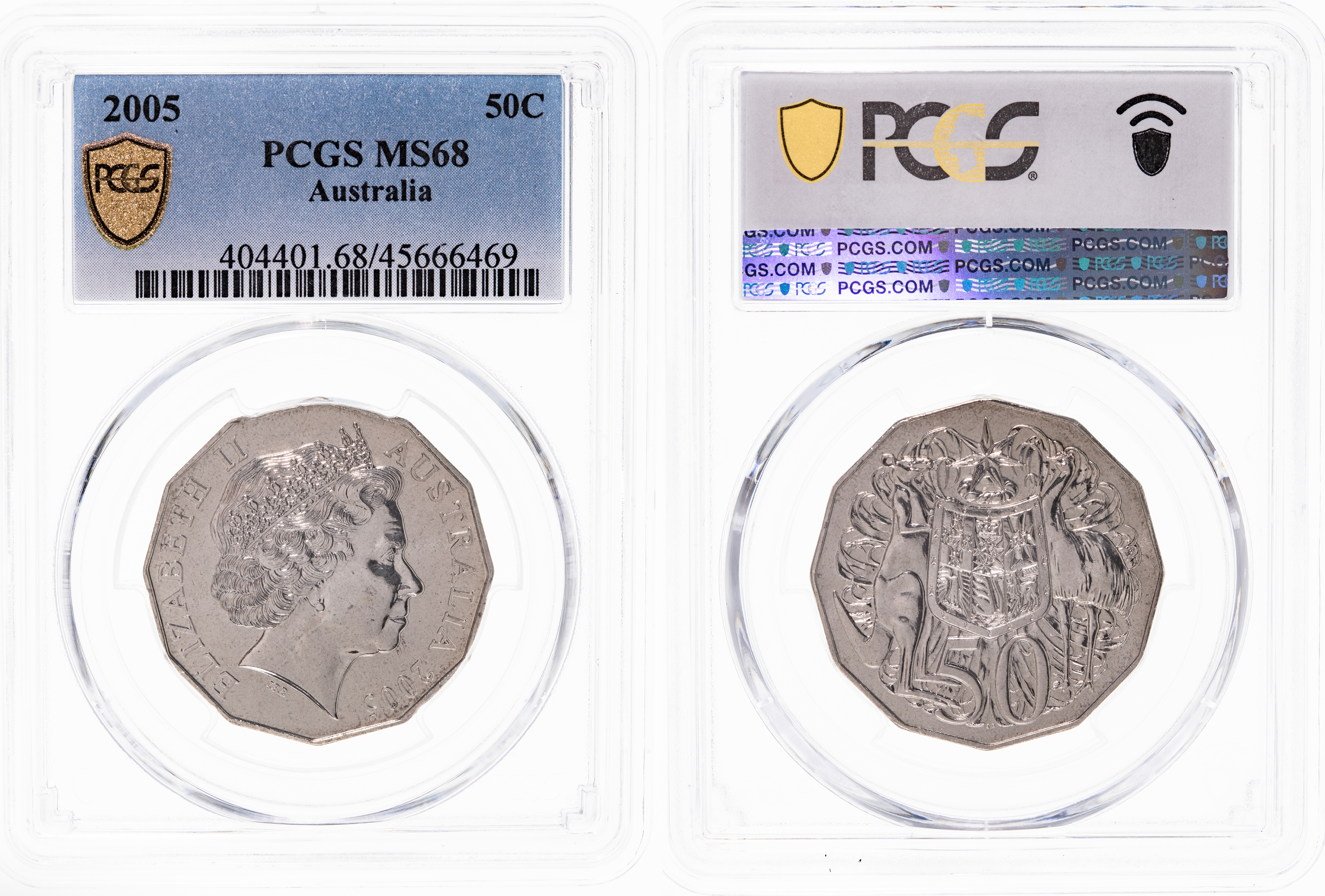 Elizabeth II, Fifty Cent, 2005, PCGS MS 68