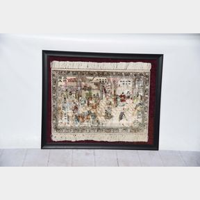 Fantastic Handknotted Silk Tapestry Rug - Framed