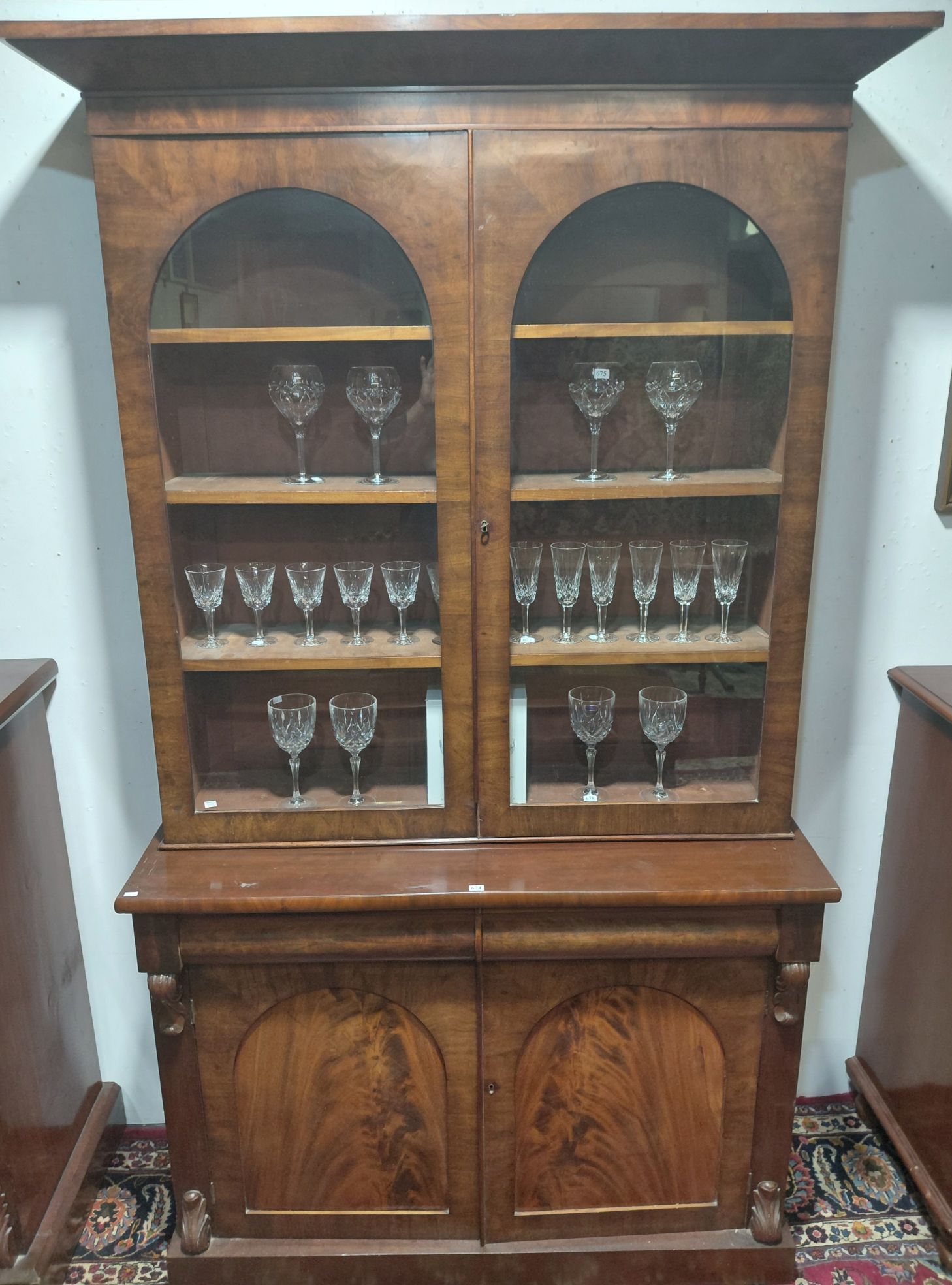 674 · VICTORIAN FLAME MAHOGANY BOOKCASE