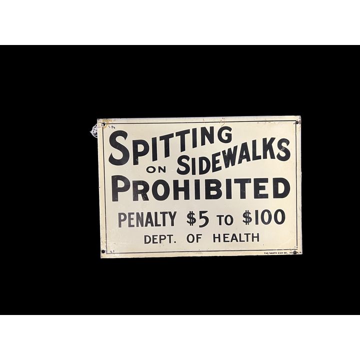 Spitting On Sidewalks Prohibited Tin Metal Sign