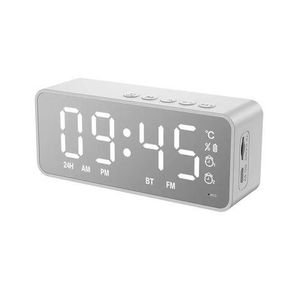 Alarm Clock Bluetooth Speaker With Fm Radio Temperature Display White|