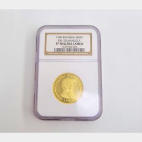 NELSON MANDELA 1990 BANQUE NATIONALE DU RWANDA 5000 24CT GOLD 1/2OZ COIN