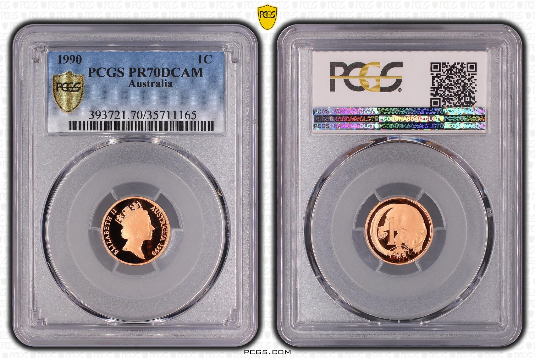 Elizabeth II, One Cent, 1990, PCGS PR70DCAM