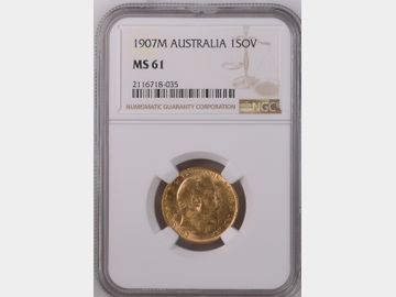 1907 MELBOURNE MINT GOLD SOVEREIGN MS61 EDWARD VII
