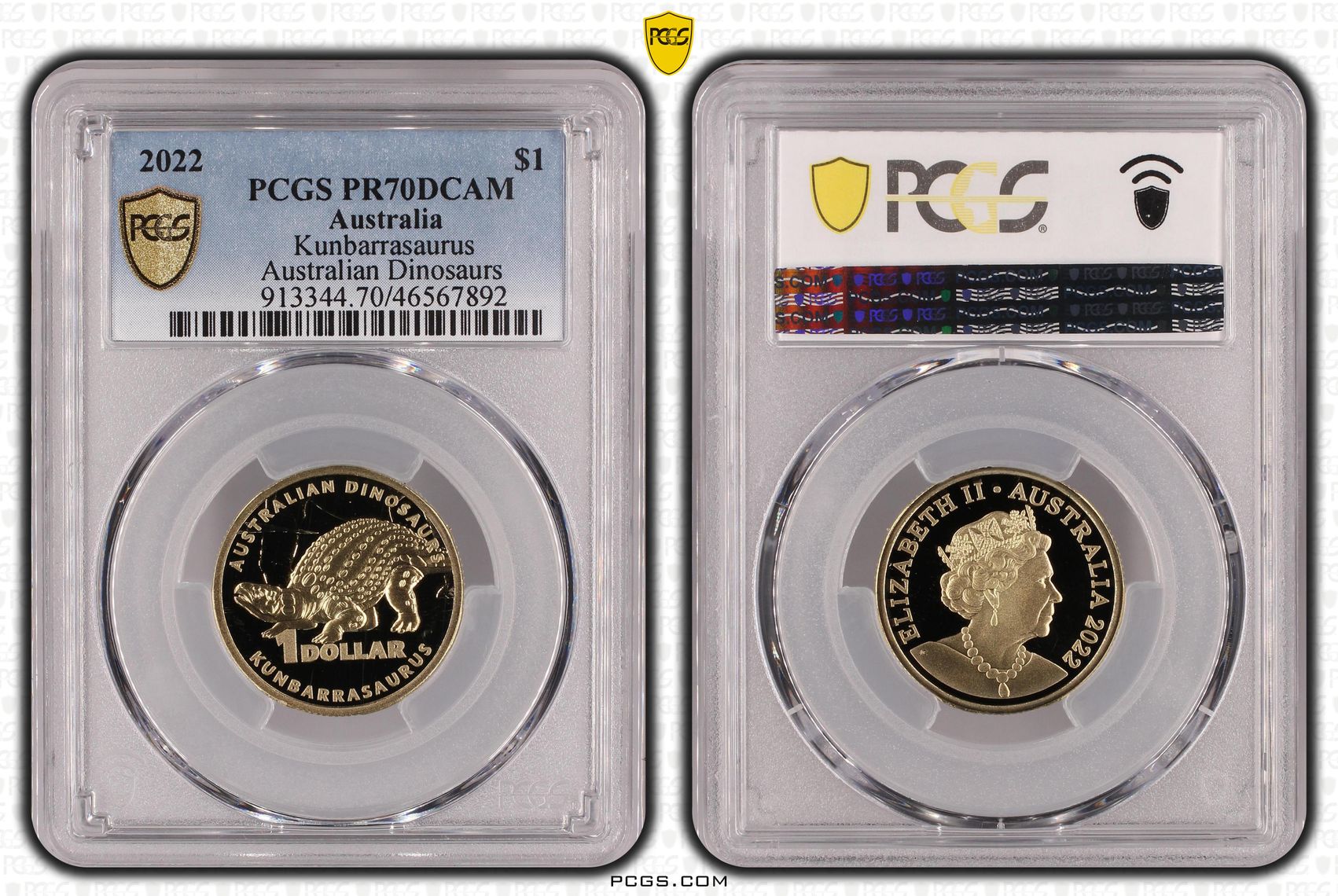 Kunbarrasaurus Australian Dinosaurs, POP 12/0, One Dollar, 2022, PCGS PR70DCAM
