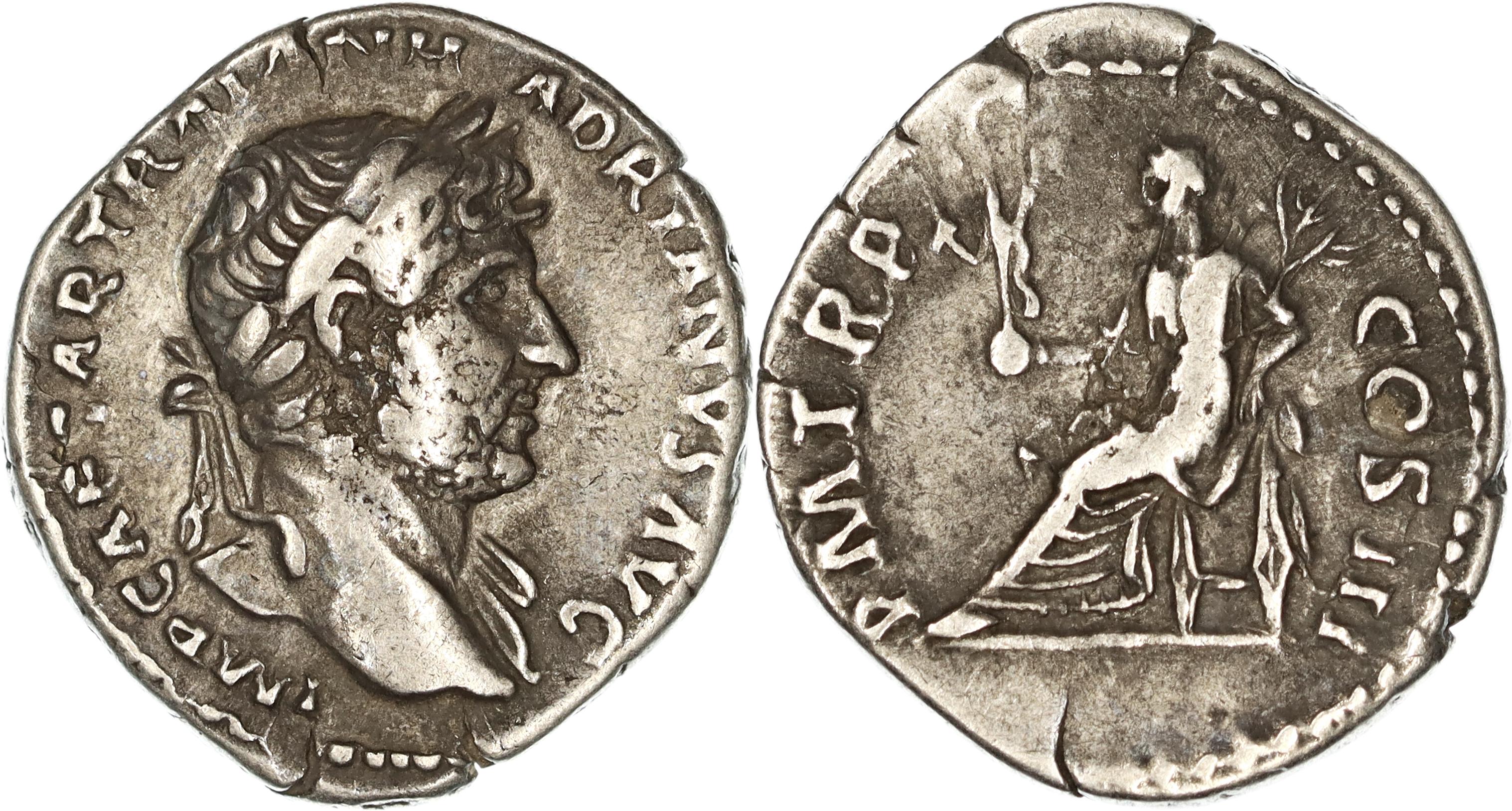 Roman Empire, Hadrian, Silver Denarius, 119-122 AD, VF