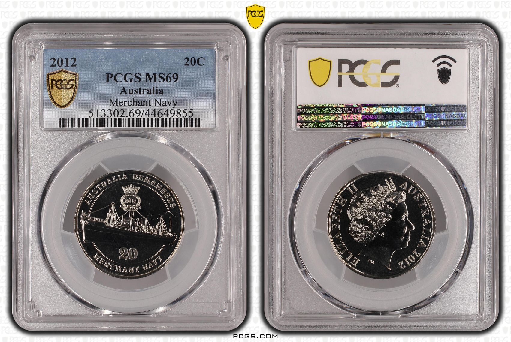 2012 Australia Twenty Cent, 20c Merchant Navy PCGS - MS69 POP 6/0 -855