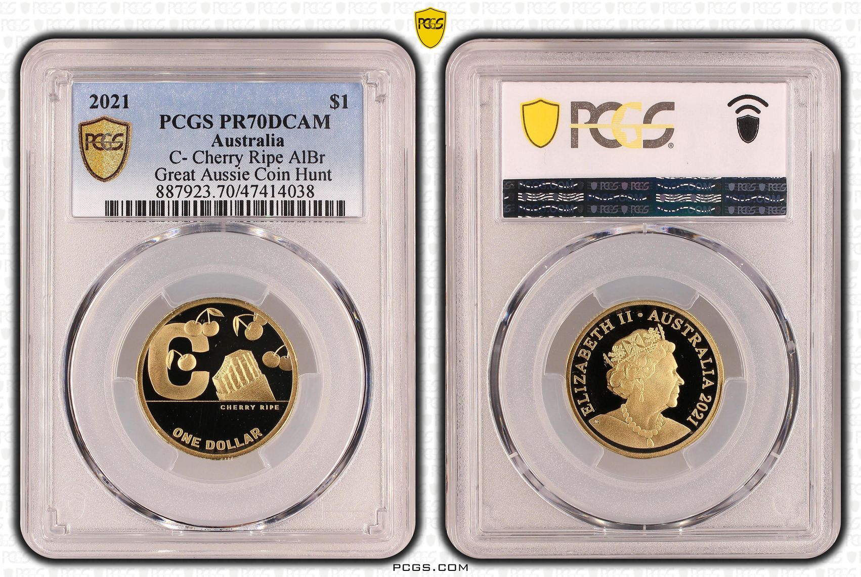 Elizabeth II, C- Cherry Ripe AlBr, Pop 20/0, One Dollar, 2021, PCGS PR70DCAM
