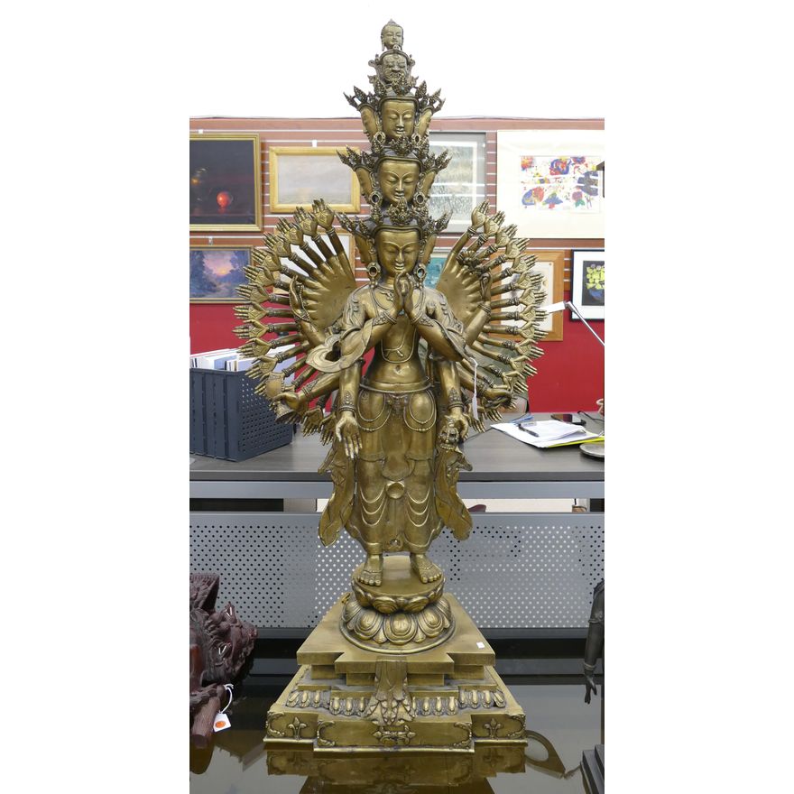 Monumental Nepalese Bronze Thousand Arm Avalokiteshvara