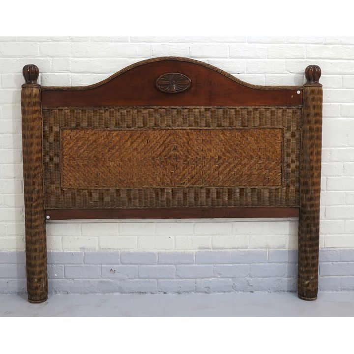 WICKER AND WOOD QUEEN SIZE HEADBOARD