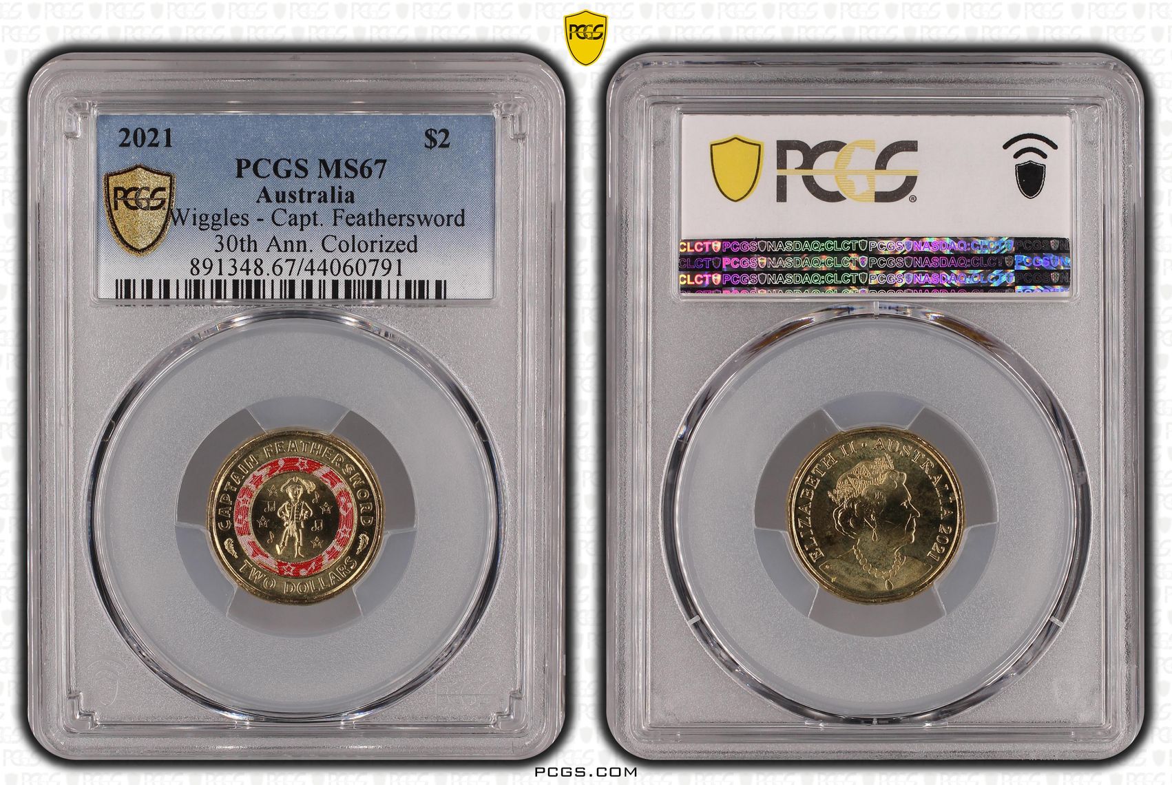 Wiggles - Capt. Feathersword, Two Dollar, 2021, PCGS MS67