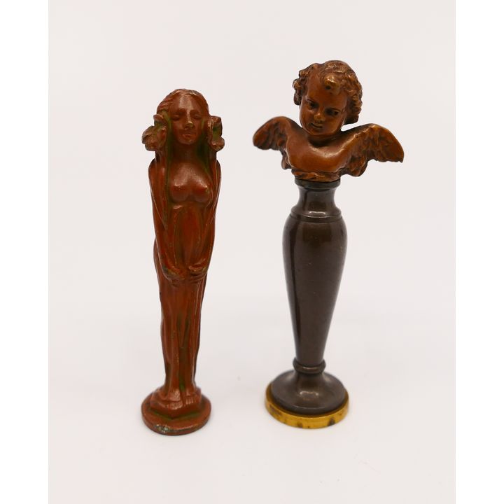 2pc Antique Vienna Bronze Figural Seals