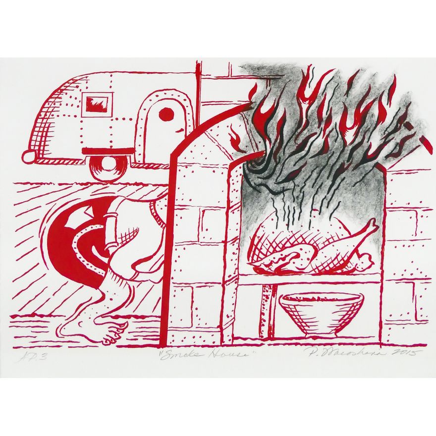 Patti Warashina 'Smoke House' Lithograph, 2015