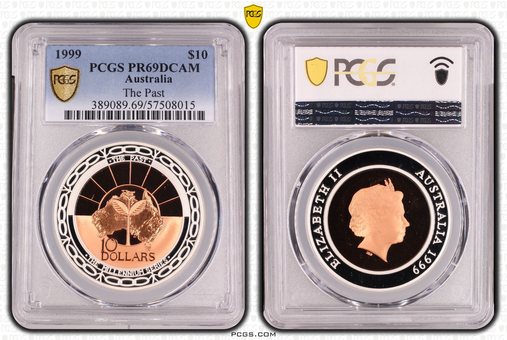 Elizabeth II, Millennium - The Past KM-423 Bi-Metallic, Ten Dollar, 1999, PCGS PR69DCAM