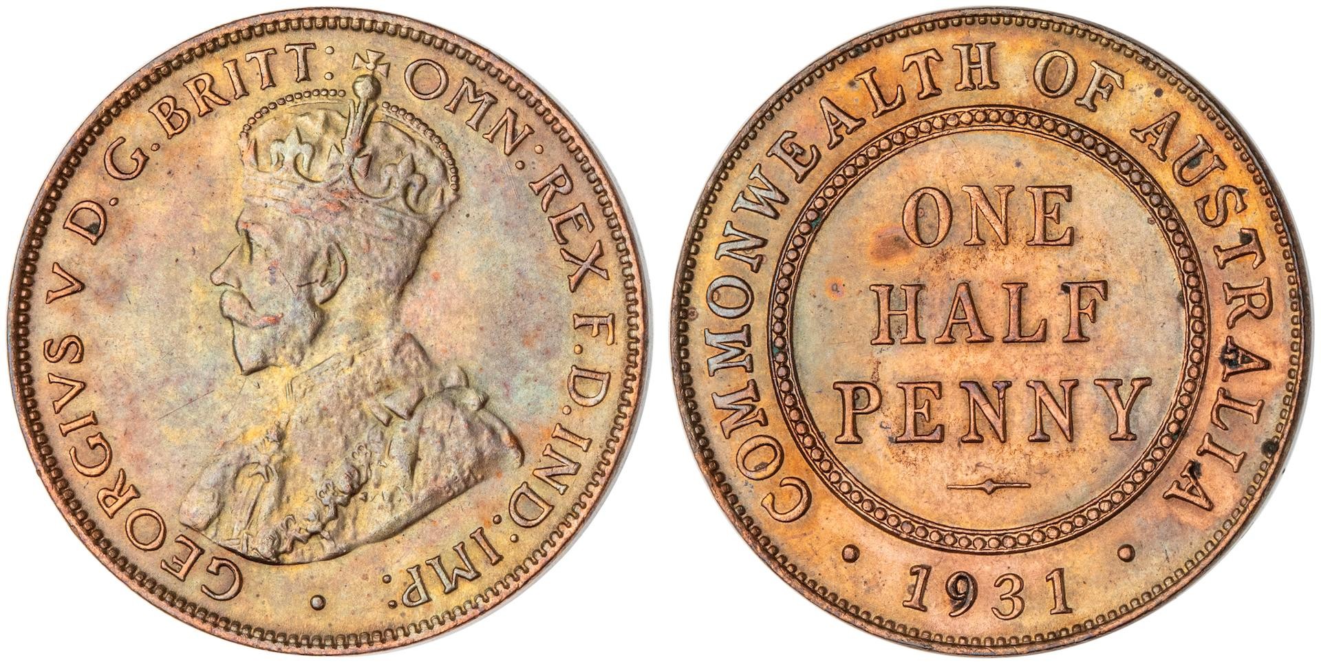 George V, Halfpenny, 1931, CHU