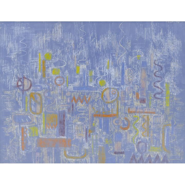 Maria Frank Abrams ''Neon'' 1961 Oil and Crayon