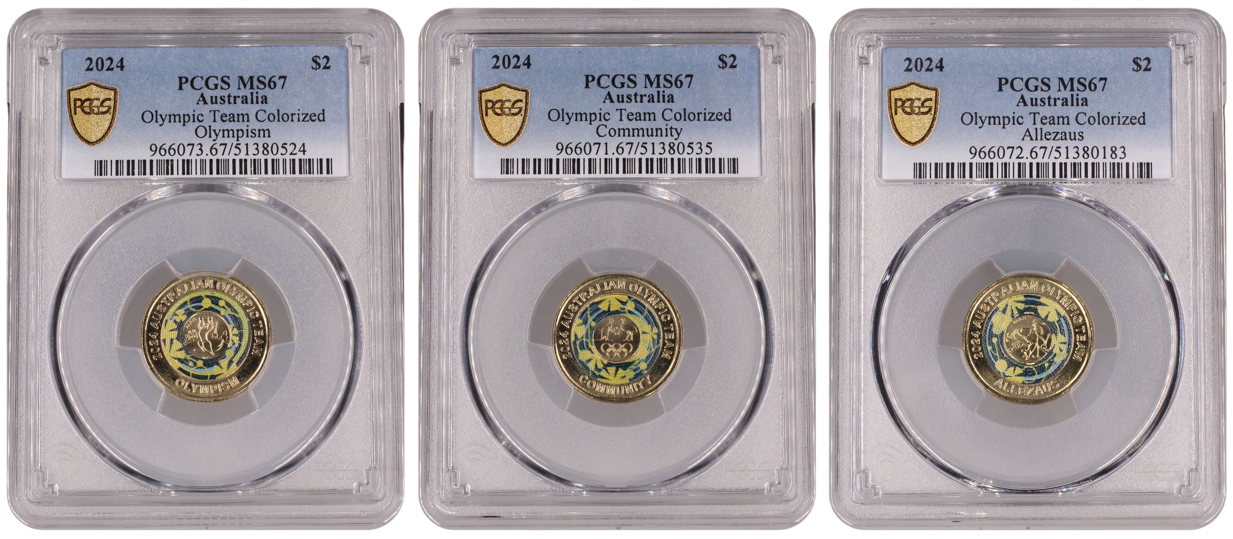 Olympic Team Colorized Trio, Two Dollar, 2024, PCGS MS67