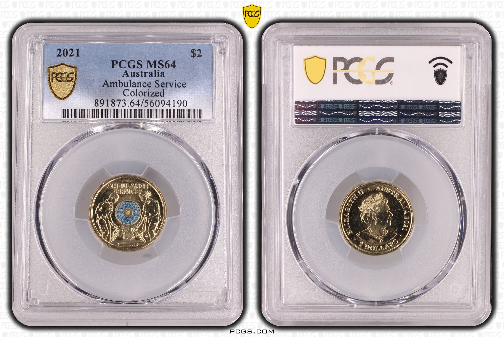 Ambulance Service Colorized, Two Dollar, 2021, PCGS MS64