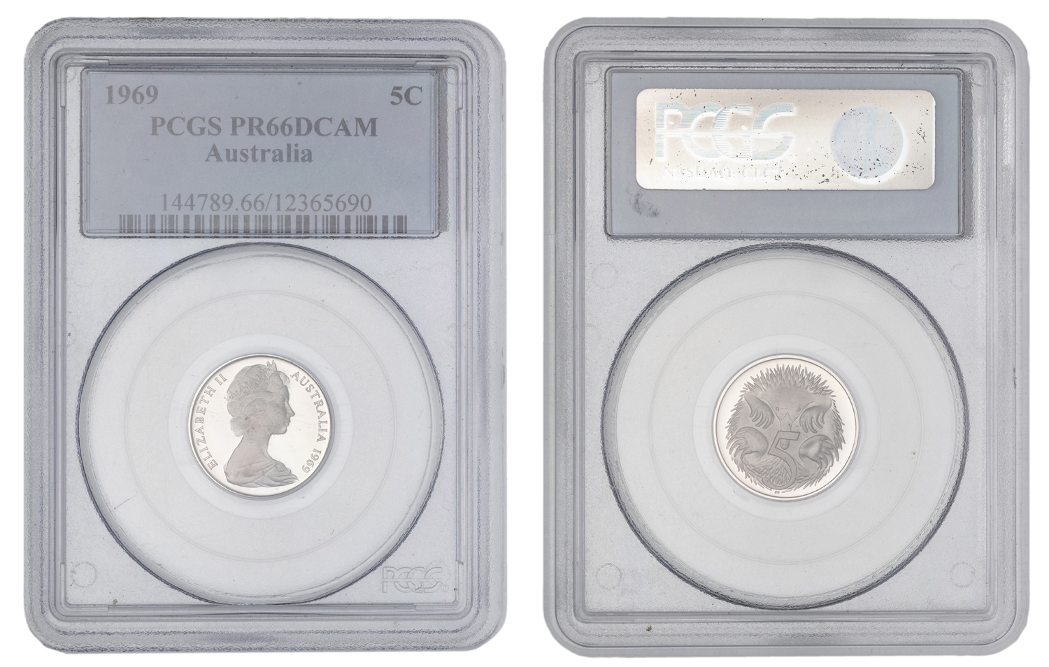Elizabeth II, Five Cent, 1969, PCGS PR66DCAM