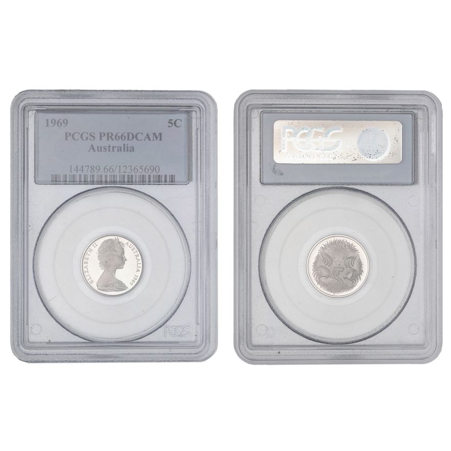 Elizabeth II, Five Cent, 1969, PCGS PR66DCAM
