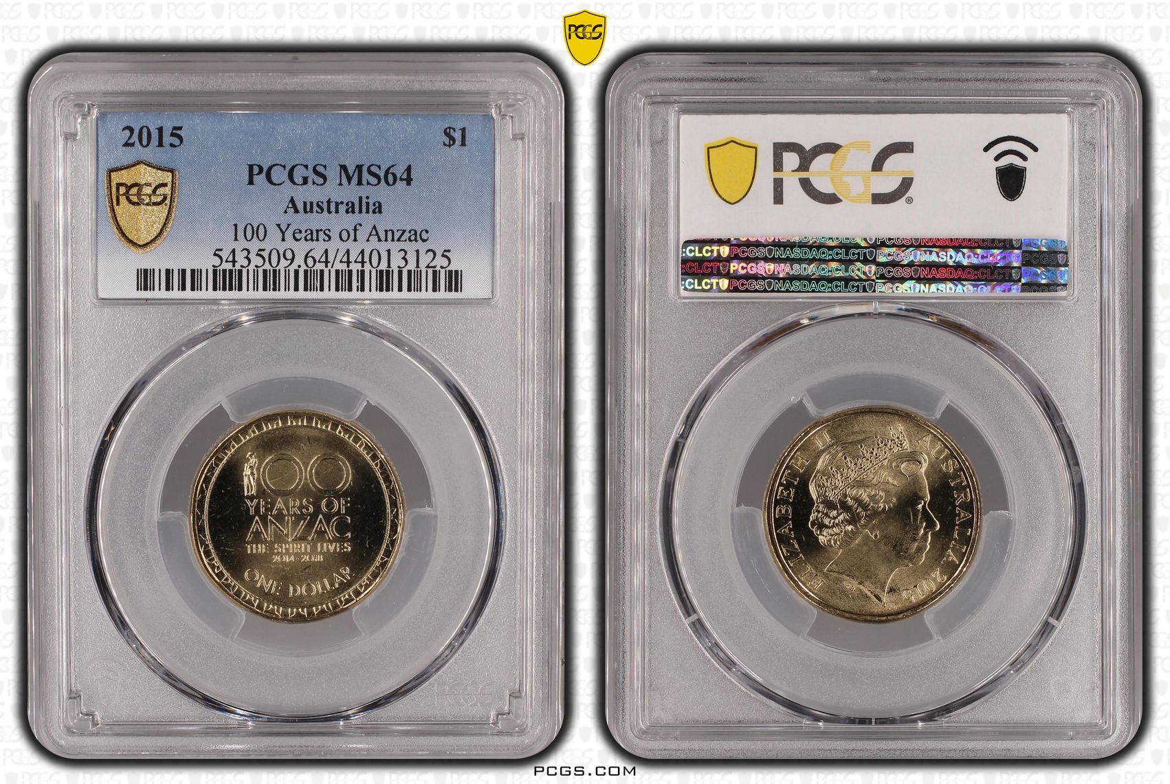 Elizabeth II, 100 Years of Anzac, One Dollar, 2015, PCGS MS 64