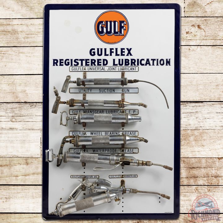 Gulflex Registered Lubrication SSP Grease Board Sign w/ Guns - 8.25