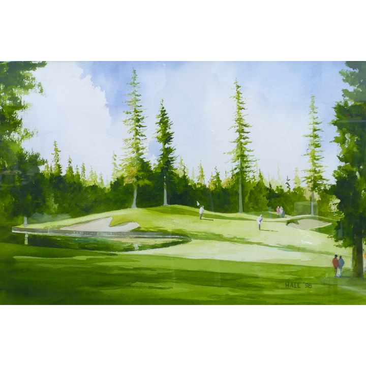 Owen Hall ''80th PGA -1998, Sahalee 9th Hole'' Watercolor