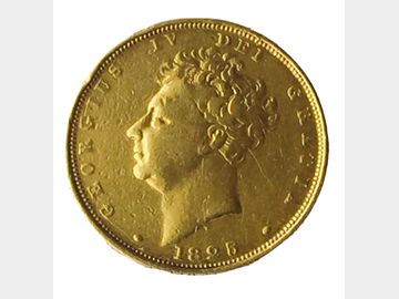 1825 King George IV Bare Head Gold Sovereign.