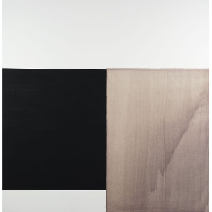 Callum Innes ‘Exposed Painting Grey/Red Oxide/ Ashphalt on White’