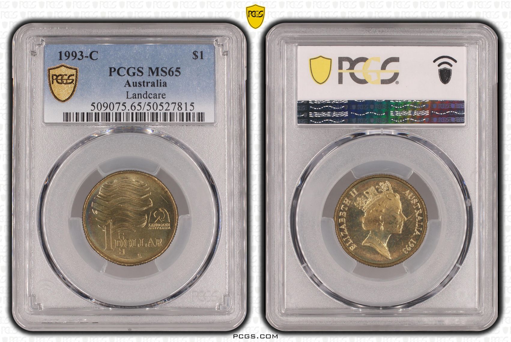 Landcare, One Dollar, 1993-C, PCGS MS65