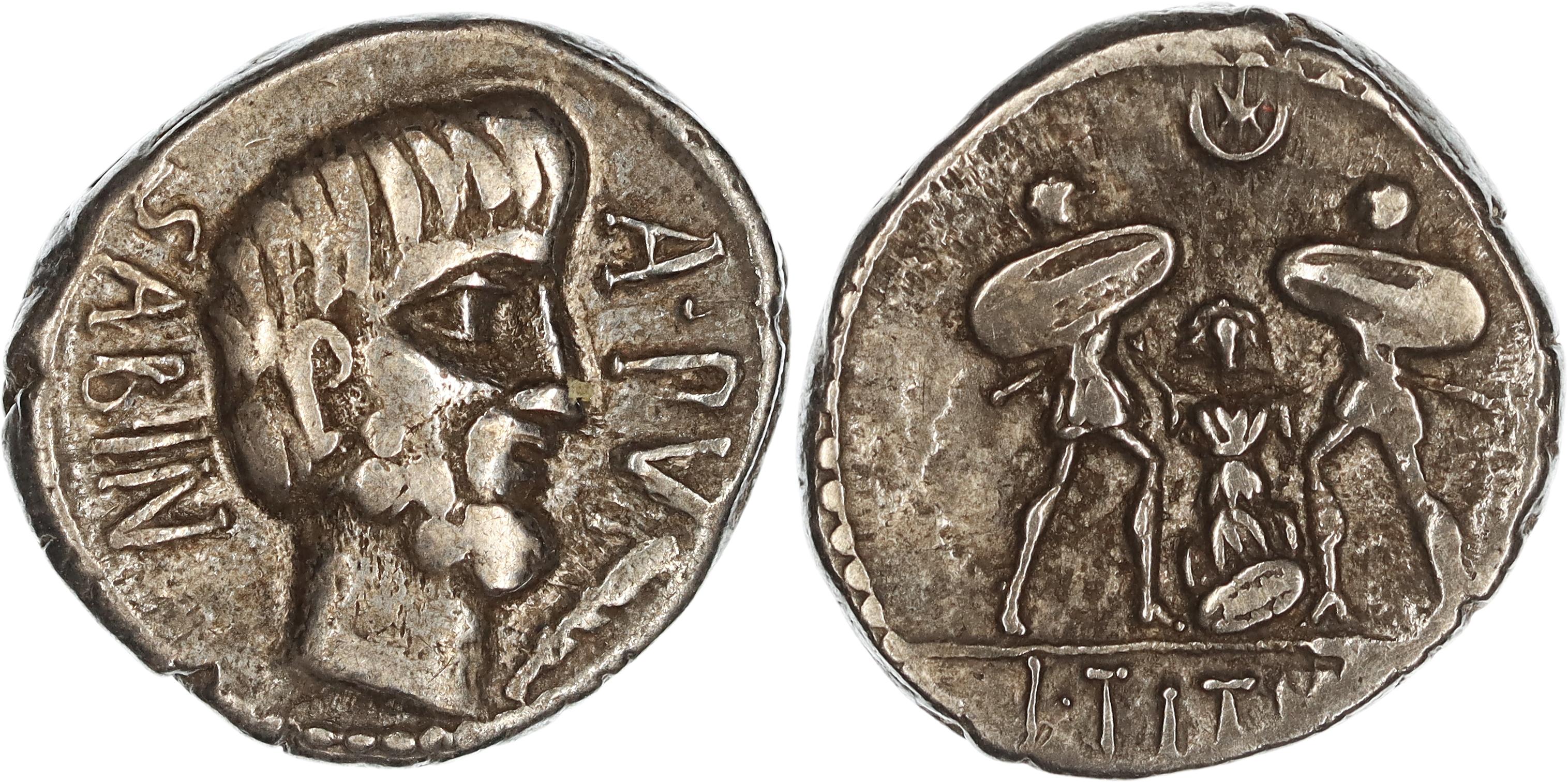 Roman Republic, L. Titurius L.f. Sabinus, Silver Denarius, 89 BC, nVF