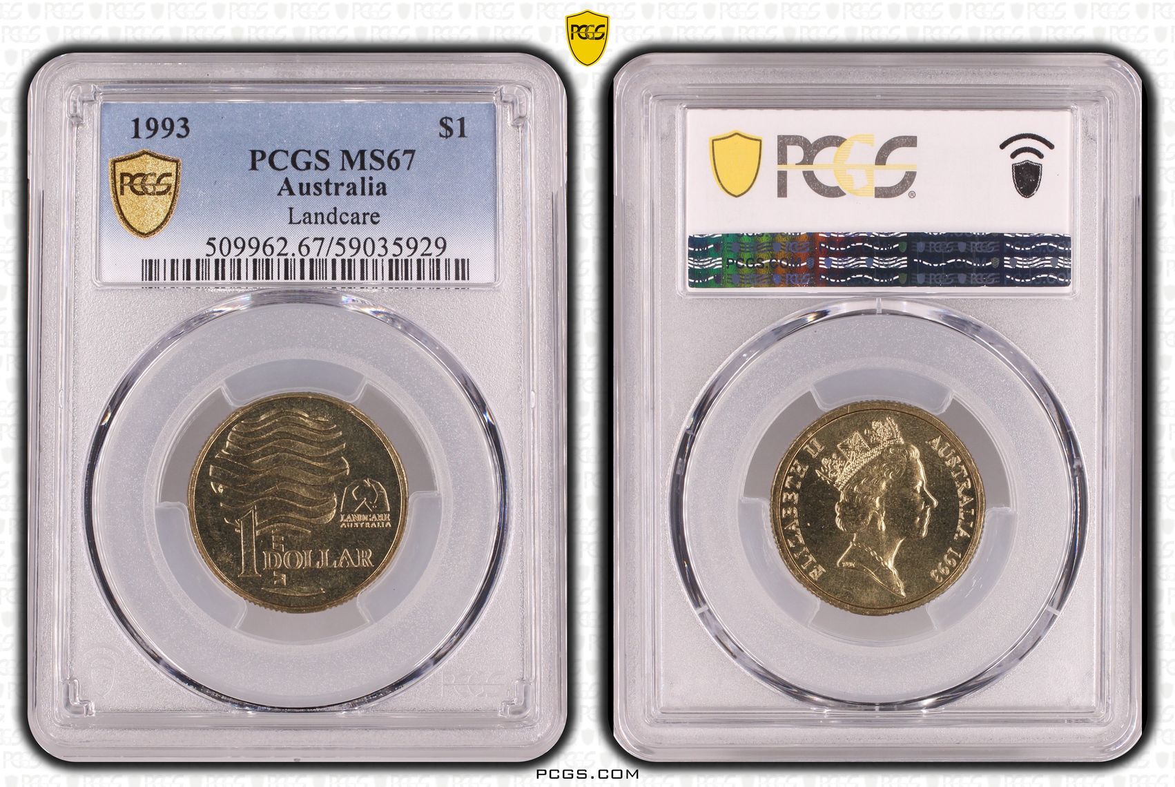 Landcare, One Dollar, 1993, PCGS MS67