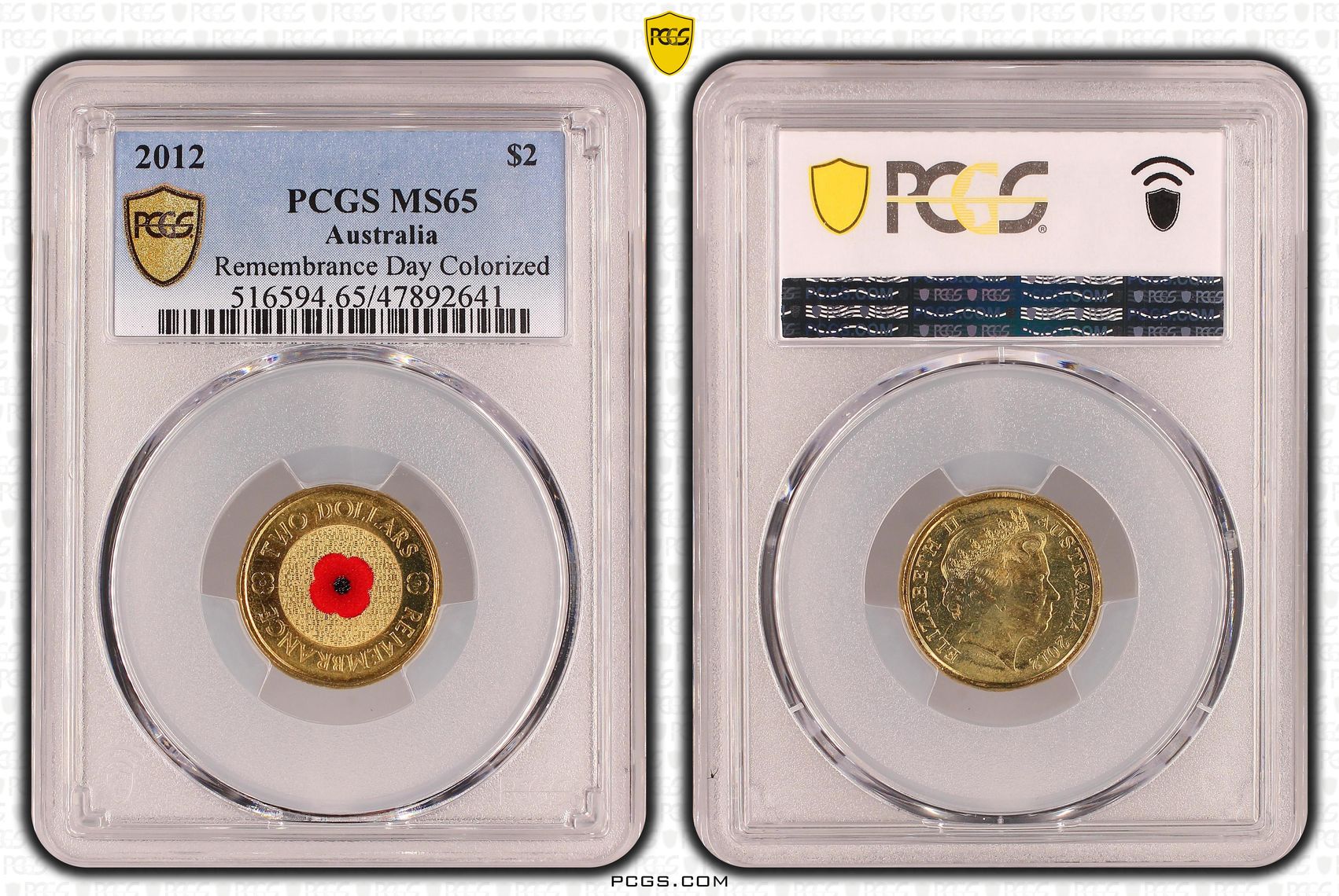 Remembrance Day Colored, Two Dollar, 2012, PCGS MS65