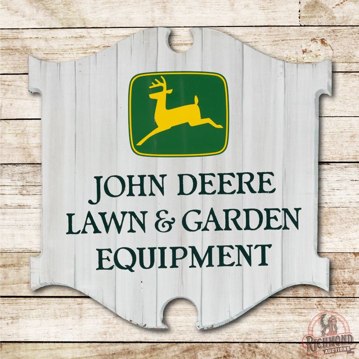 John Deere 2-Legged Logo Lawn & Garden Equipment Double Sided Metal Sign TAC 9 & 8.75