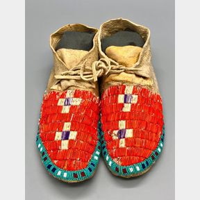 Old Plains Quilled and Beaded Moccasins