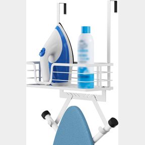 KES OVER THE DOOR IRONING BOARD HOLDER, IRONING BOARD HANGER OVER DOOR ORGANIZER WITH STORAGE SHELF Y AND T SHAPED FITS FOR 1 3/8