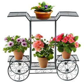 6 TIER FLOWER POT PLANT HOLDER & GARDEN CART DISPLAY RACK