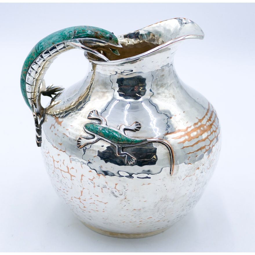 Emilia Castillo Mexican Silverplate Lizard Pitcher 8''