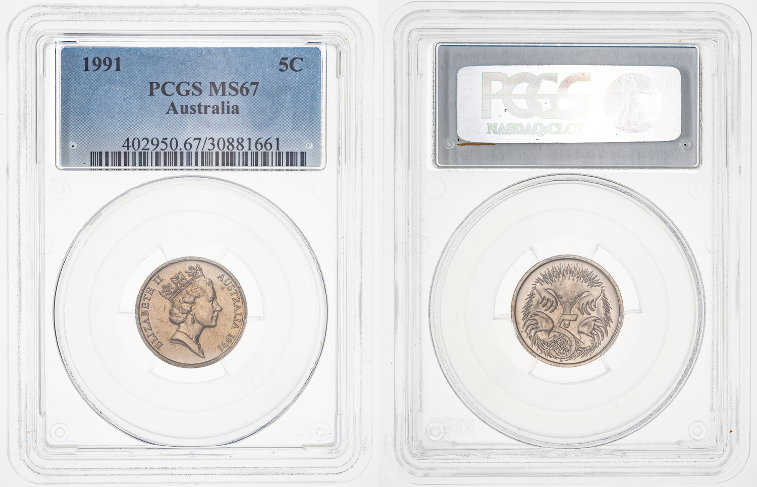 Five Cent, 1991, PCGS MS 67