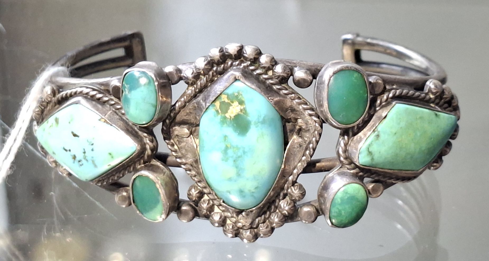 925 Mexican Silver And Turquoise Cuff