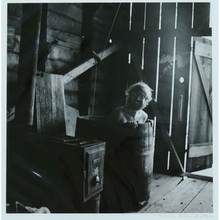 Mary Randlett ''Charles Krafft in a Barrel'' Silver Photograph