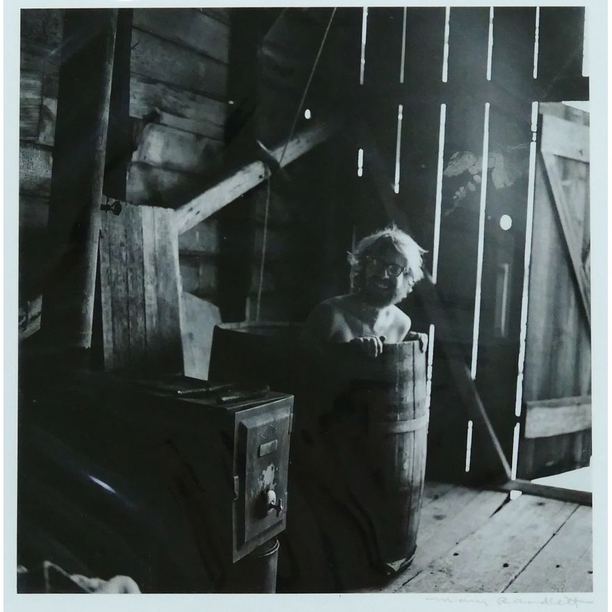 Mary Randlett ''Charles Krafft in a Barrel'' Silver Photograph