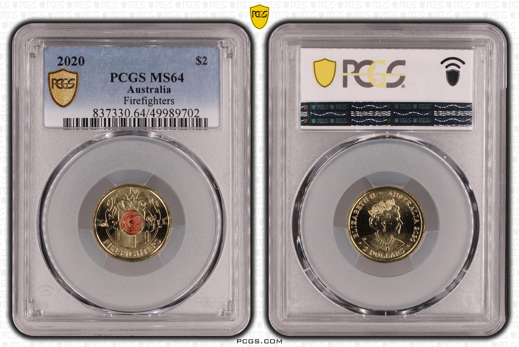 Firefighters Colourised, Two Dollar, 2020, PCGS MS64