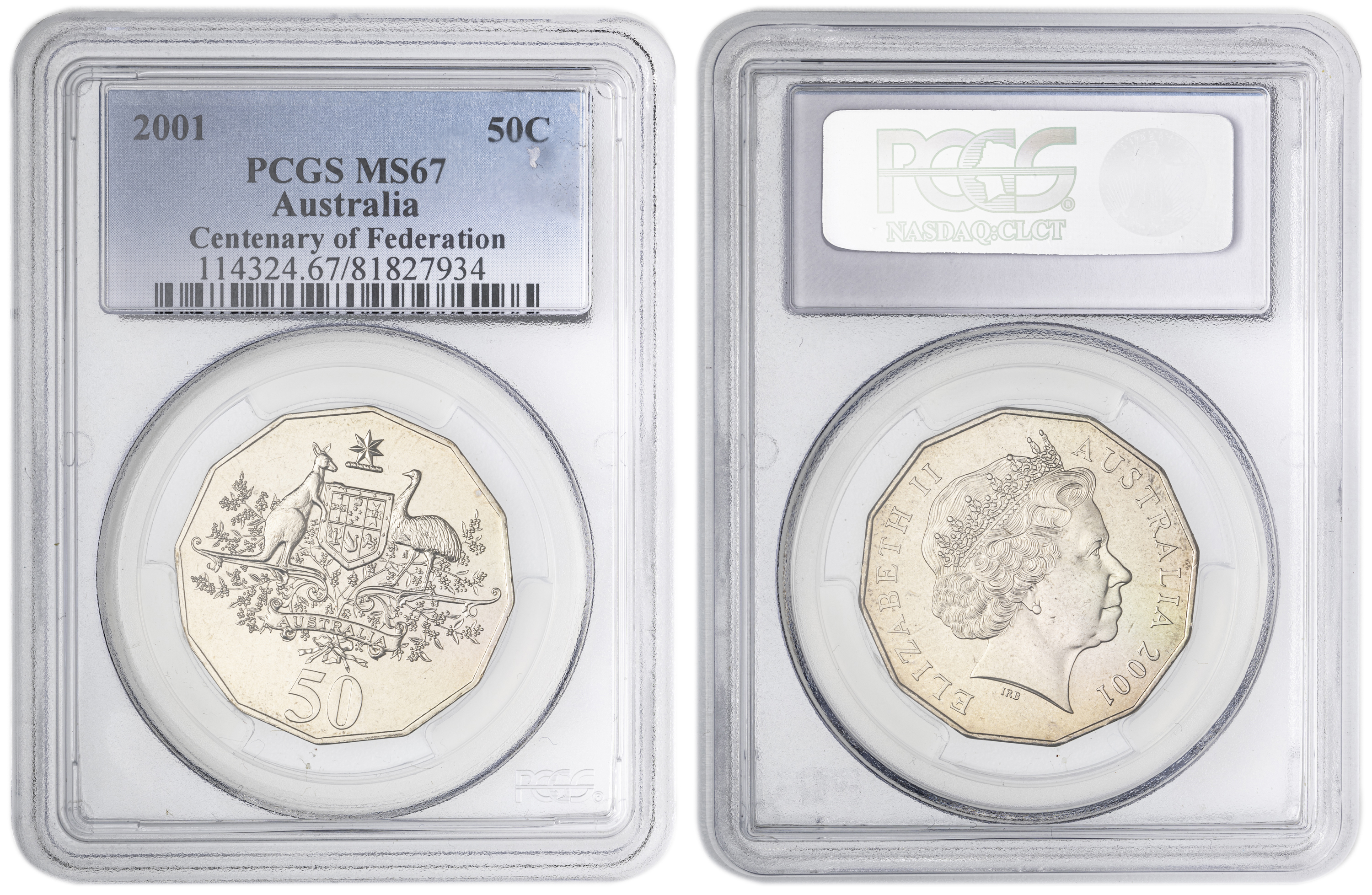 Centenary of Federation , Fifty Cent, 2001, PCGS MS67