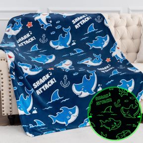 50"X60" JEKENO SHARK TOYS GIFTS FOR BOYS GIRLS - GLOW IN THE DARK BLANKET CHRISTMAS BIRTHDAY GIFT FOR KIDS TEENS AGE 1 2 3 4 5 6 7