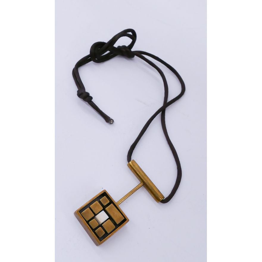 Midcentury Abstract Bronze Pendant- 2''