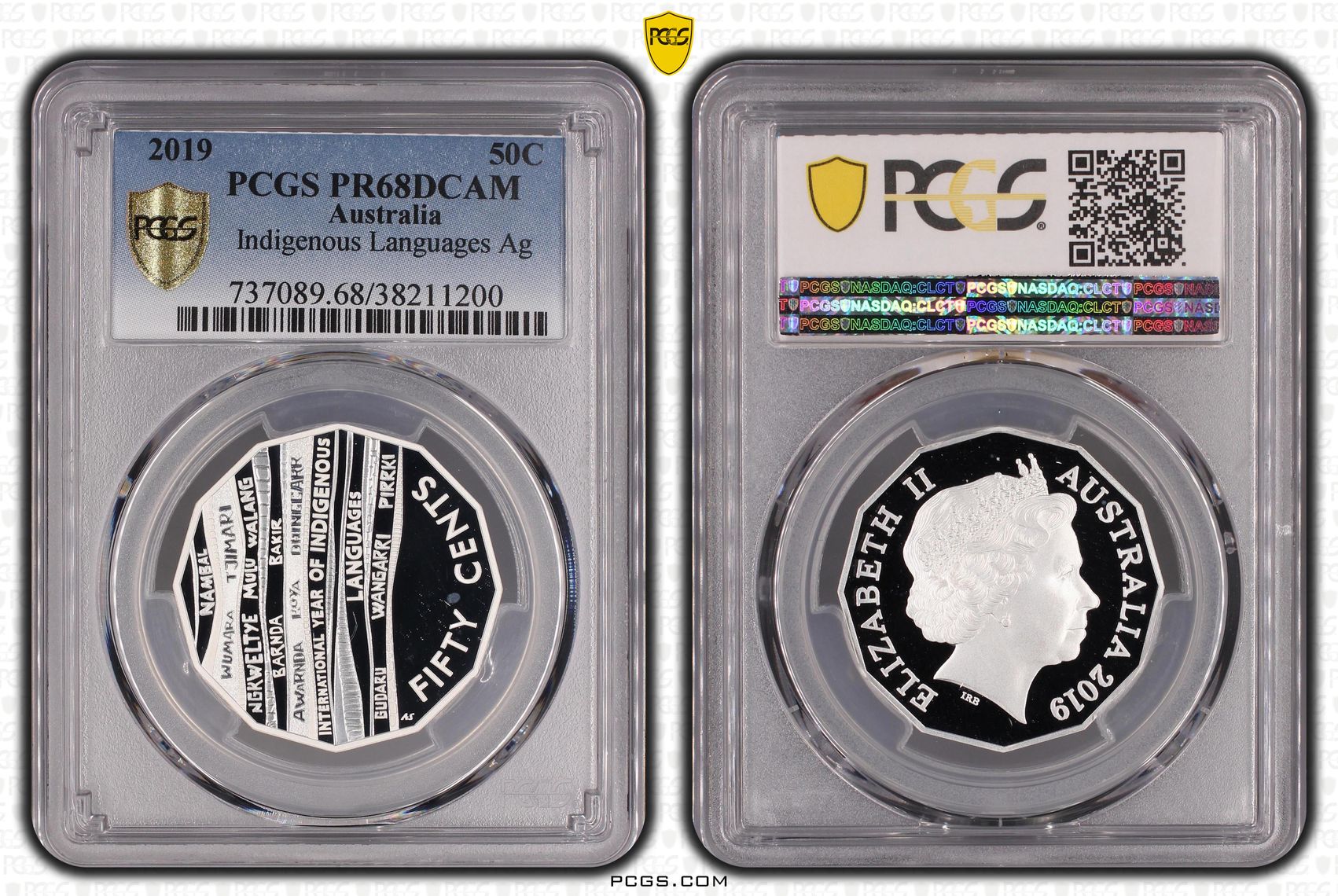 2019 Australia Fifty Cent, 50c Silver Proof Indigenous Languages Ag PCGS - PR68DCAM -200