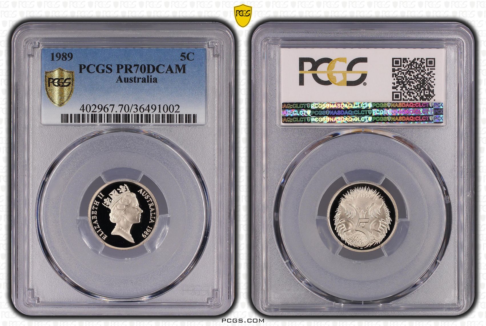 1989 Australia Five Cent, 5c Proof PCGS - PR70DCAM POP 32/0 -002