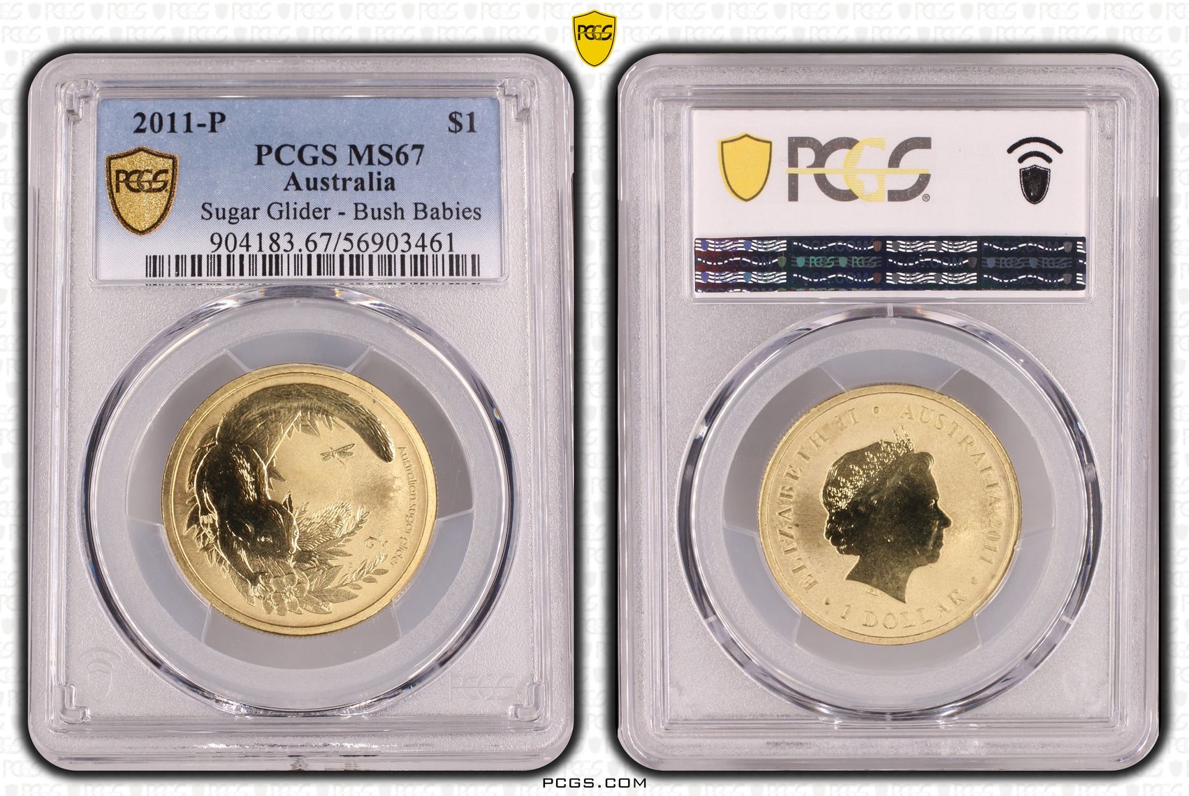 Sugar Glider - Bush Babies, One Dollar, 2011-P, PCGS MS67